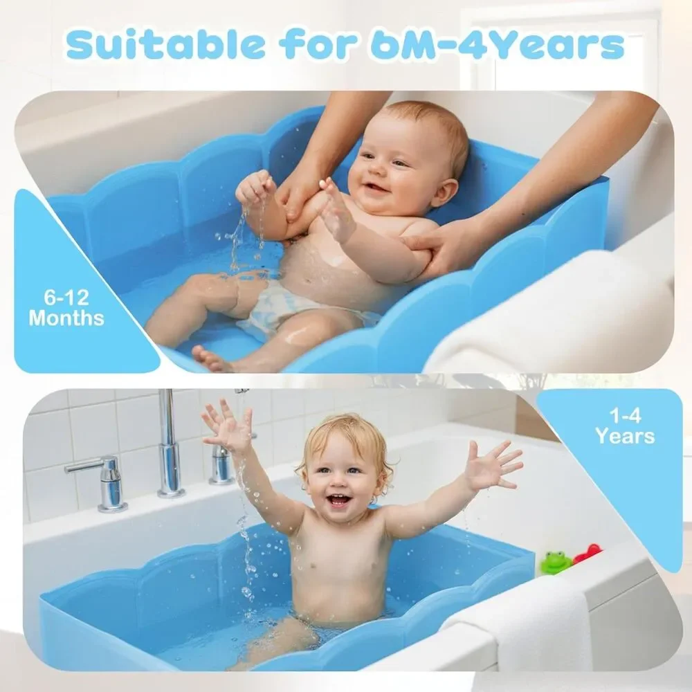 Baby Bath Tub Foldable Toddler Travel Bathtub Collapsible, Pet Bath Tub